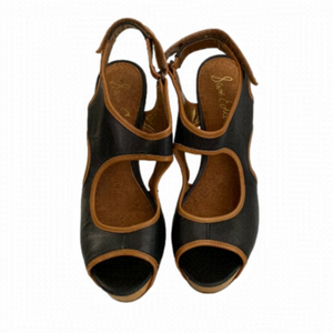 Sam Edelman Kendall Black Wooden Wedge Sandal Size 9